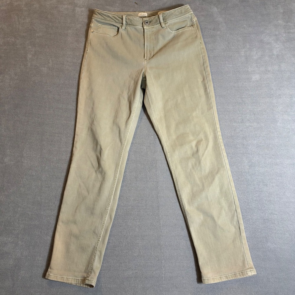 J. Jill Denim High Rise Cropped Jeans Size 6 Sage Green Olive Khaki Straight Leg